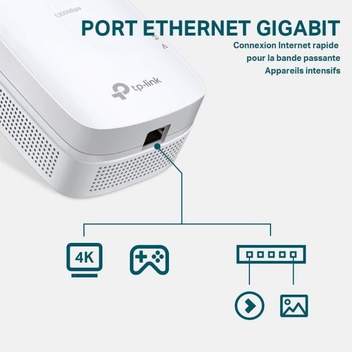 Adattatore Powerline da 1300 Mbps - TP-Link TL-PA8015P KIT - Adattatore Powerline con 1 porta Gigabit Ethernet e presa di corrente integrata - Kit di 2 adattatori Powerline