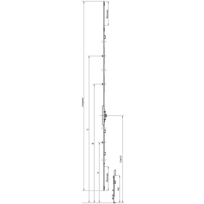 Ferrolho de cremone para janela basculante e giratória - FERCO - JET 75 DFDV - PVC - eixo de 7,5 mm - anticorrosão ferGUard