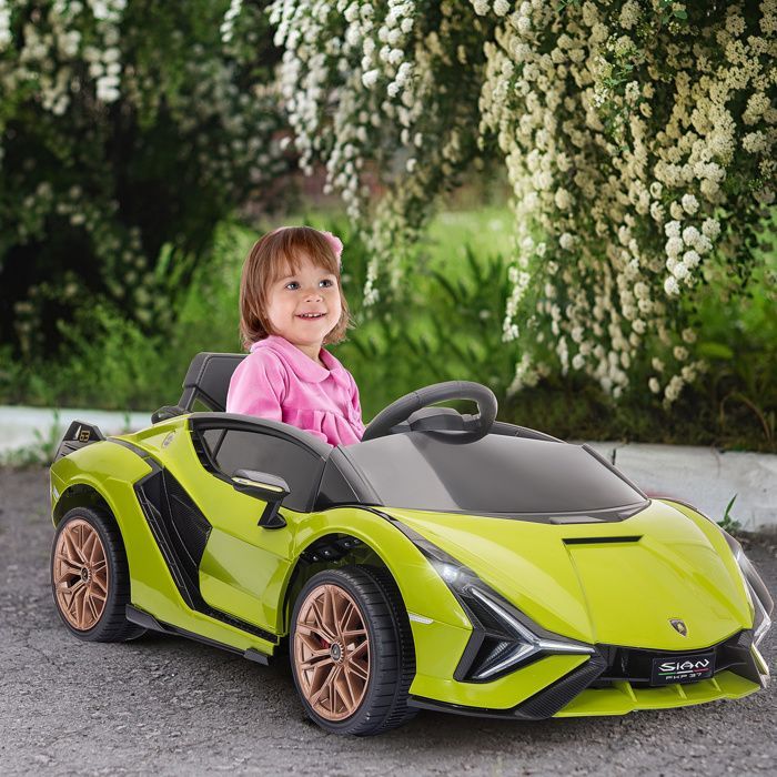 Auto elettrica per bambini - HOMCOM - Lamborghini Sian Sport 12V con telecomando, suoni e LED - PP - Verde