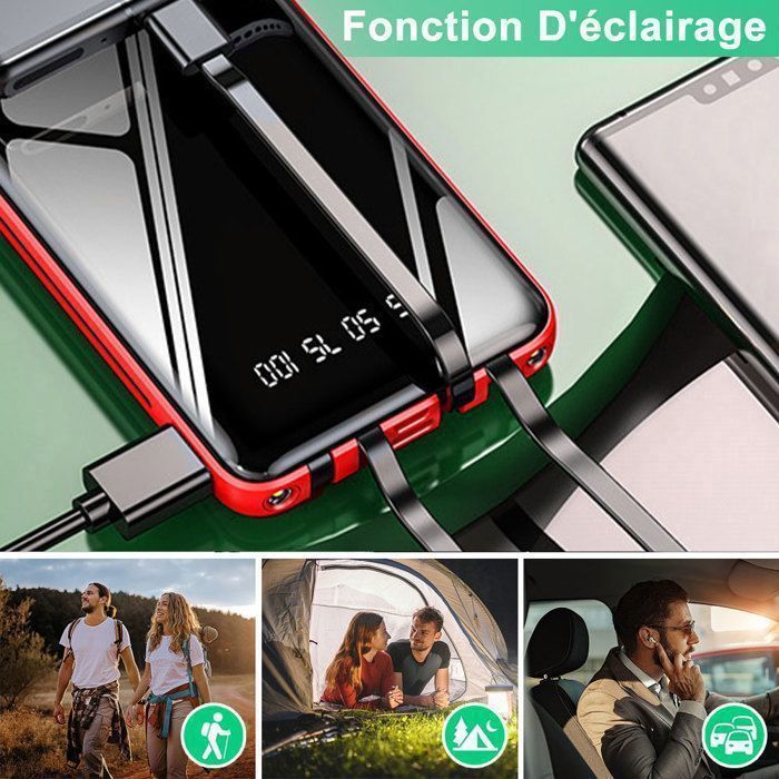 Weuiortn® 23800mAh draagbare externe batterij/powerbank met 4 data-aansluitingen, geschikt voor het snel opladen van alle telefoons.