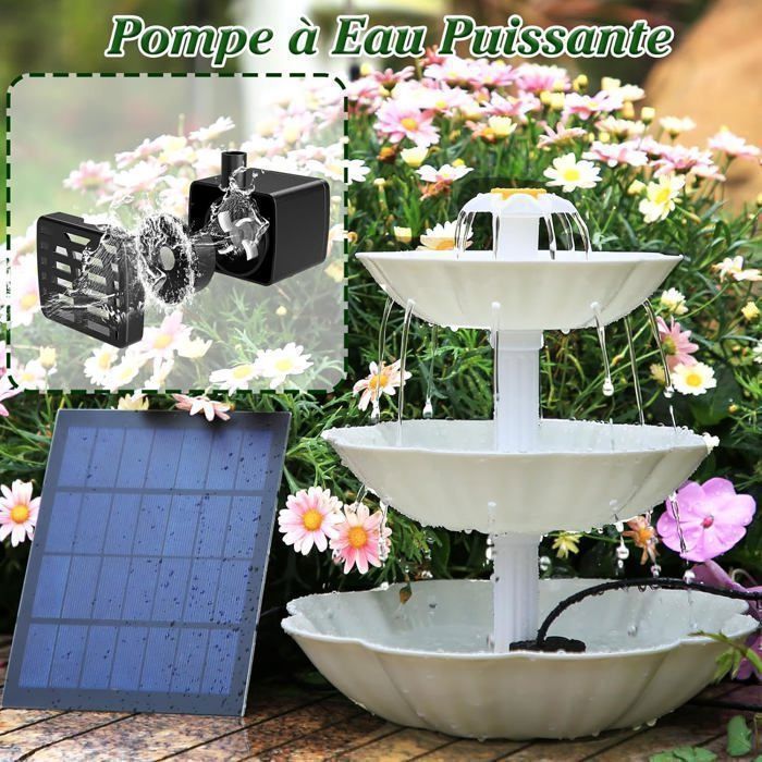Fuente decorativa AISITIN DIY - Fuente solar de 3,5 W - Uso exterior - Baño para pájaros - Desmontable - Muebles de jardín