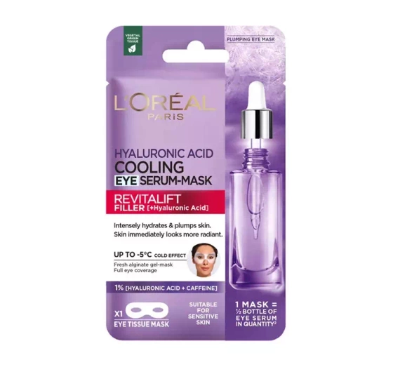 L'Oréal Paris Revitalift Filler Hyaluronic Acid maska na tkaninie pod oczy 11 g