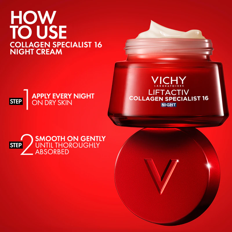 Vichy Liftactiv Collagen Specialist 16 yön kiinteyttävä ryppyjä ehkäisevä yövoide