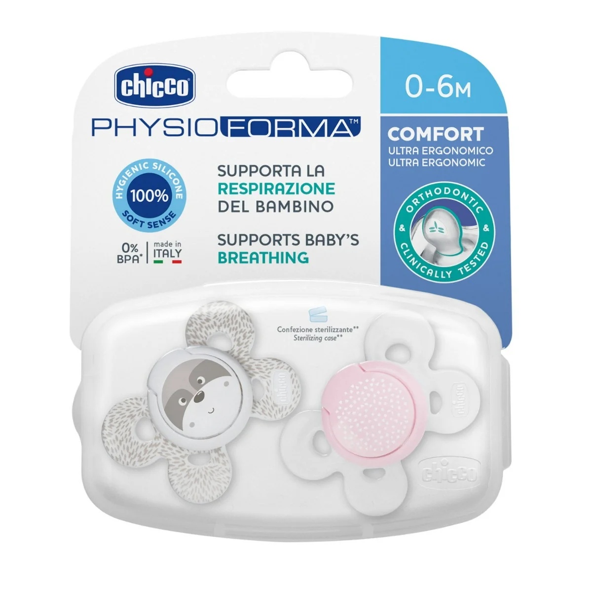 CHICCO Chicco Comfort Girl silikoonist lutt 2 tk 0-6 kuud