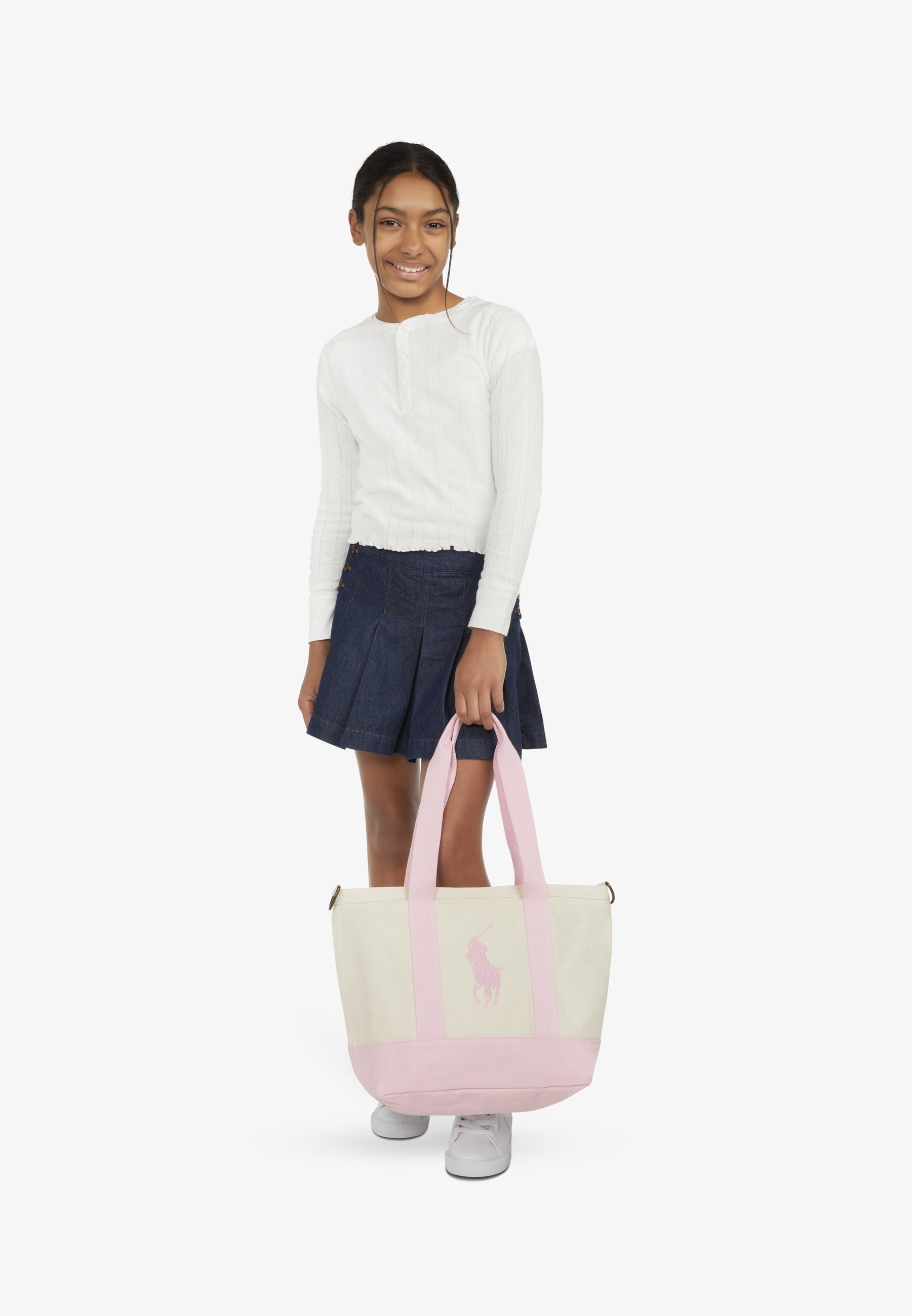 Polo Ralph Lauren PLAYER TOTE UNISEX - Håndveske - white/caramel pink