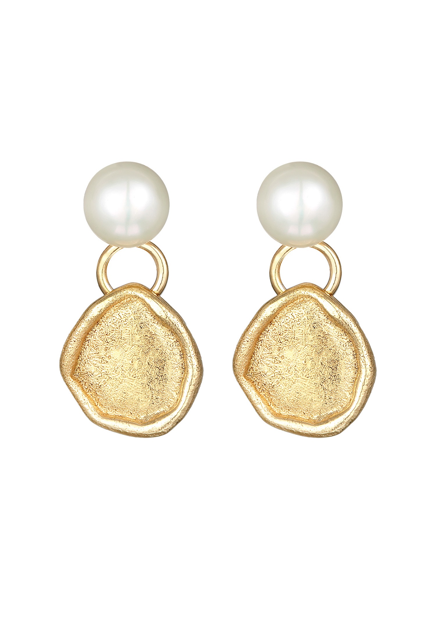 Elli PREMIUM Elli PREMIUM Boucles d'oreilles Femmes pendentif d'oreilles Organic Coin avec perle d'eau douce de culture en argent sterling 925 plaqué or