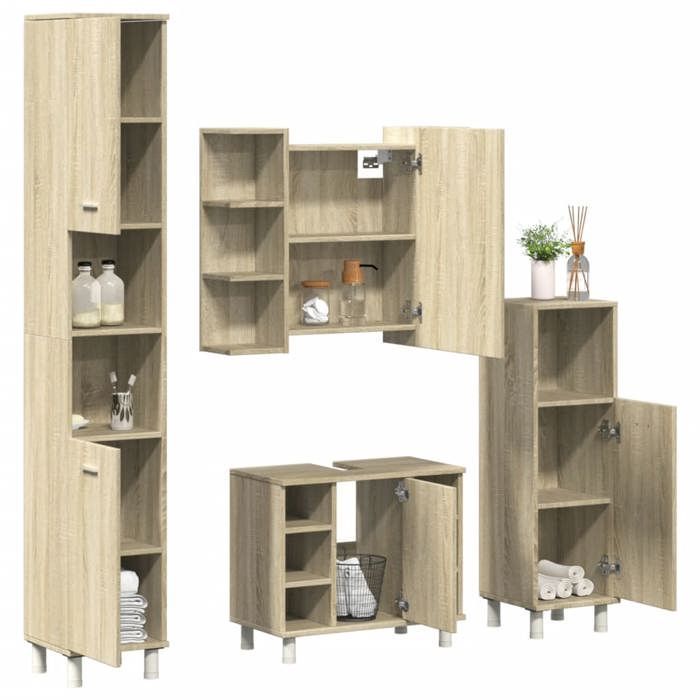 Badkamermeubelset - vidaXL - Sonoma eikenhout - 4-delig - 30,5x30x179 cm - Samengesteld hout