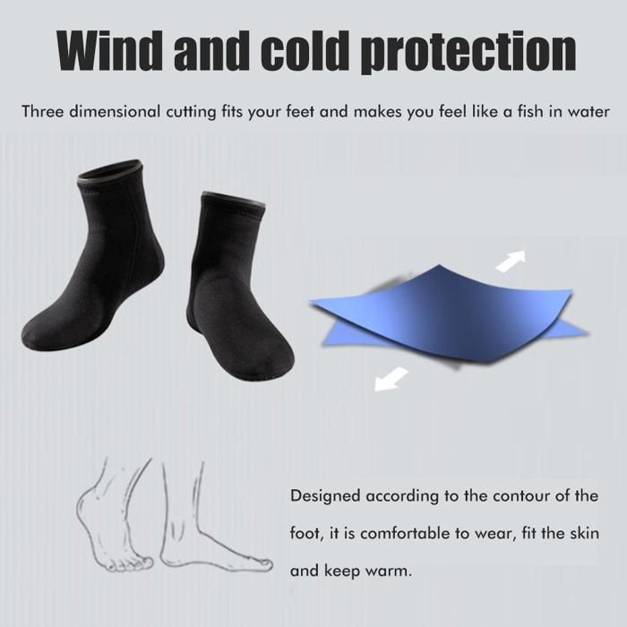 pair of unisex 3mm neoprene diving socks, non-slip and thermal, ideal for diving and swimming