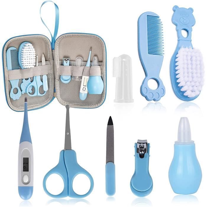 Kit de cuidado para bebés de 8 piezas para recién nacidos, set de artículos de aseo personal para la comodidad del bebé, lima de uñas y otros accesorios para viajes/hogar.