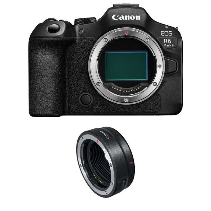 Canon EOS-R6 Mark III hybrid camera body only + EF-EOS-R adapter