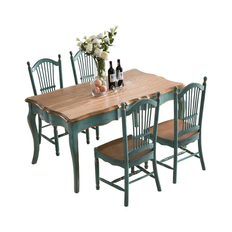 Massief houten eettafel met stoelen in Europese mediterrane stijl - 1,8 m