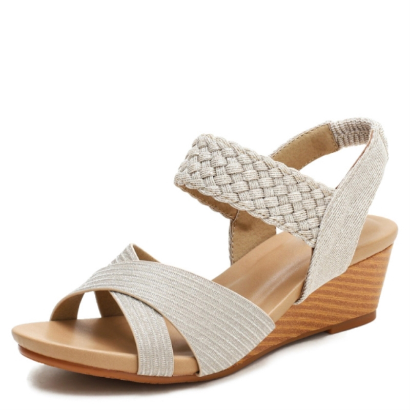 Sandales compensées pour femmes, nouveauté été, bout ouvert, grandes pointures, confortables et tendance, style romain tressé