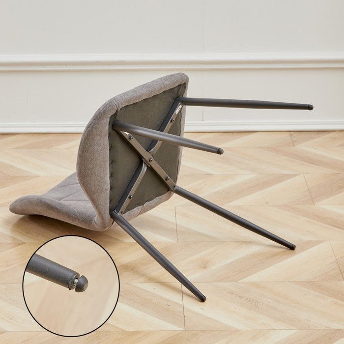 Juego de 4 sillas: silla de comedor vintage con forma de diamante, tapizada en lino, con patas de metal (gris oscuro).