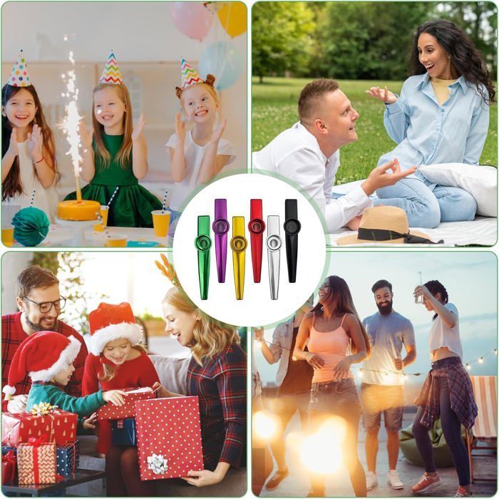 Juego de 6 kazoos, kazoo infantil con 10 registros (regalo para fiestas), adecuado para niños, amantes de la música y principiantes.