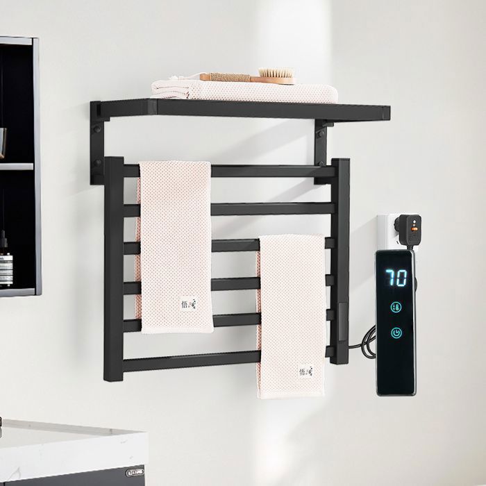 ReadyWarm Smart Towel Low Consumption Electric Towel Rail Radiator, Black, 58.5x55 cm, Wall Mounted, LED Display, Touch Control