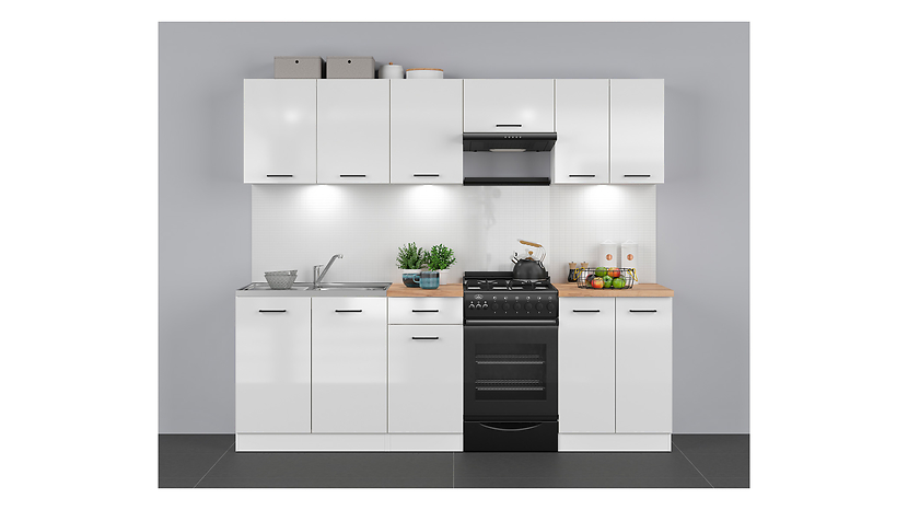 Komplet kuchenny  Junona Line 230 cm kredowy połysk bez blatu