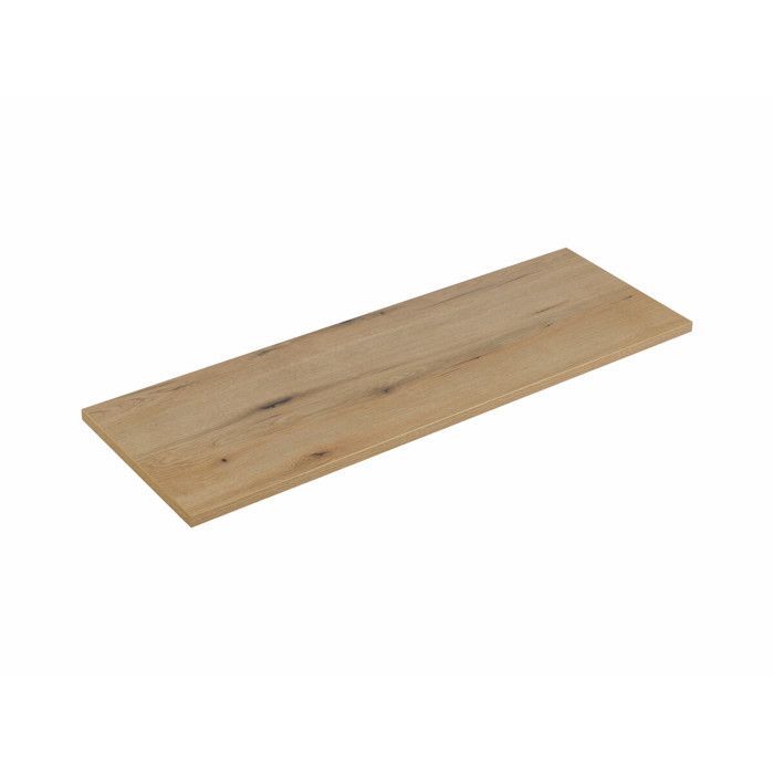 Ensemble meuble suspendu double vasques 140 cm avec plan chêne et colonne 30 x 140 cm NOVA DENIM