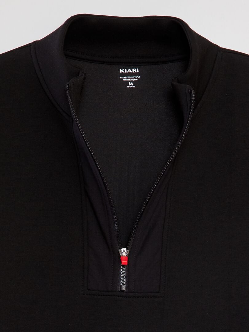 Moletom de neoprene com zíper no pescoço - PRETO