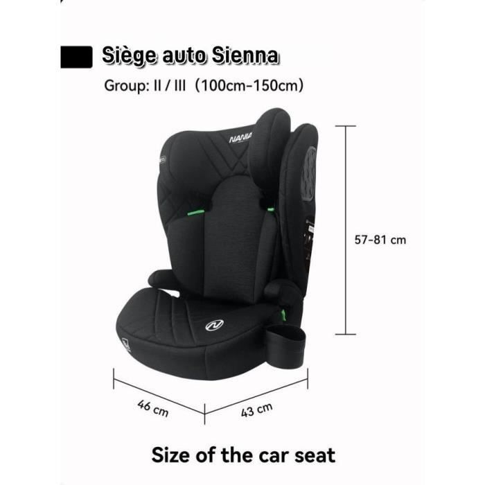 Siège auto ceinturé - NANIA - SIENNA - Groupe 2/3 - I-size - Noir