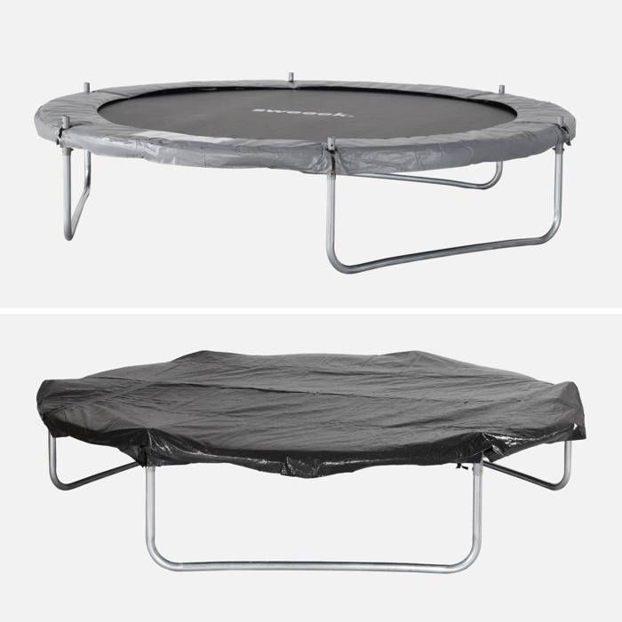 250cm trampoline. Grey. With safety net, cover, shoe net, and anchoring kit.