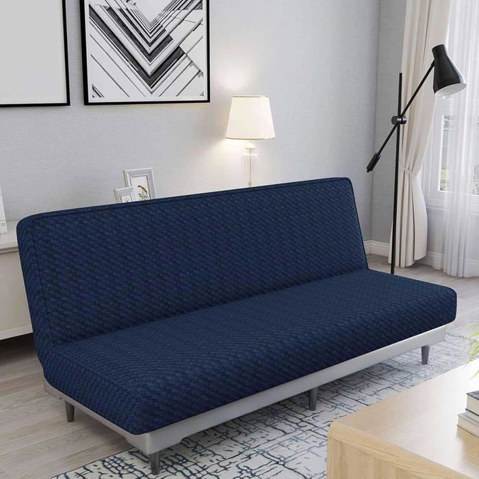 Capa de futon jacquard macia e elástica, sem braços, com fundo elástico grosso, para sofás-cama, lavável.