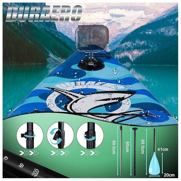 Planche de stand up paddle gonflable,  accessoires complets, camouflage bleu