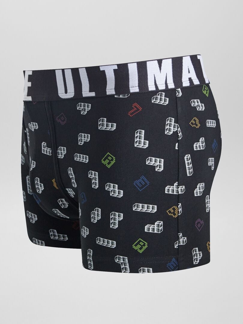 Conjunto de 3 cuecas boxer estampadas - PRETAS