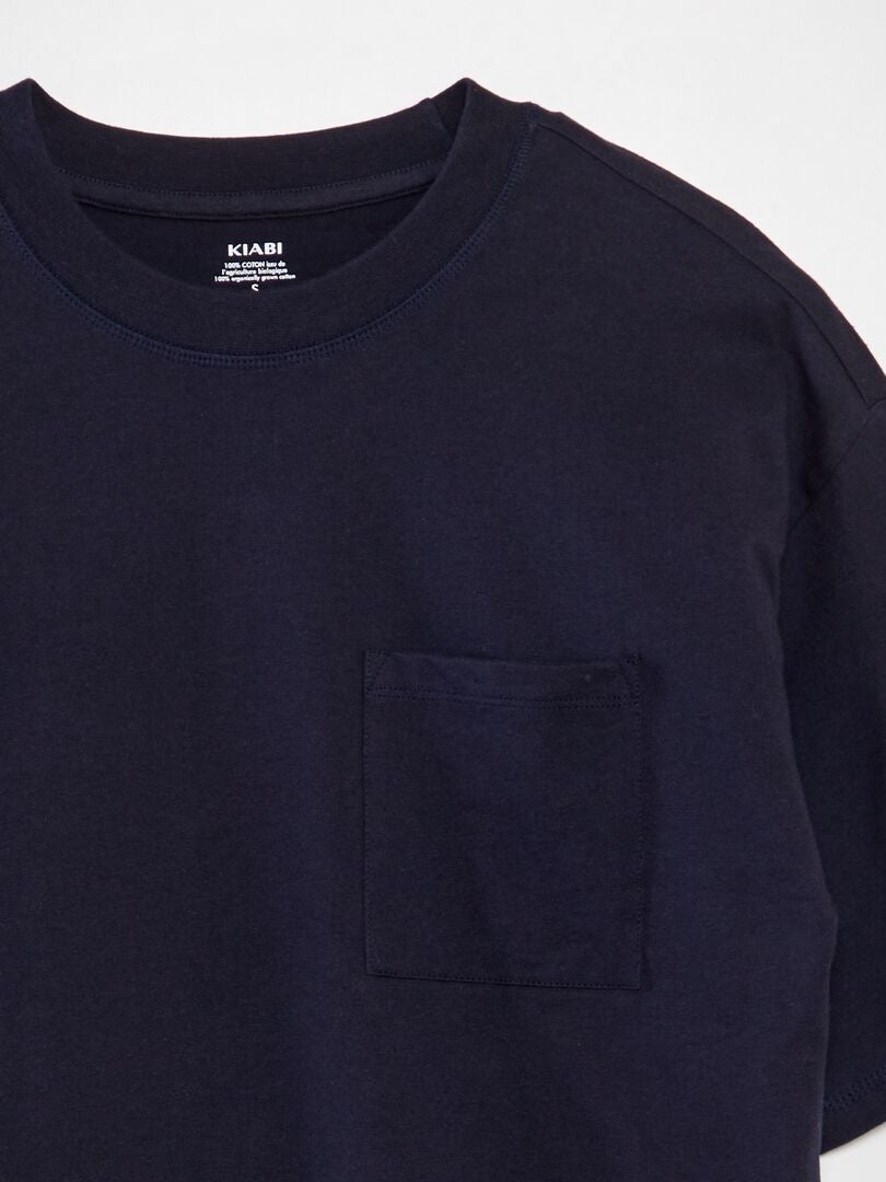 Camiseta folgada de cor sólida - AZUL