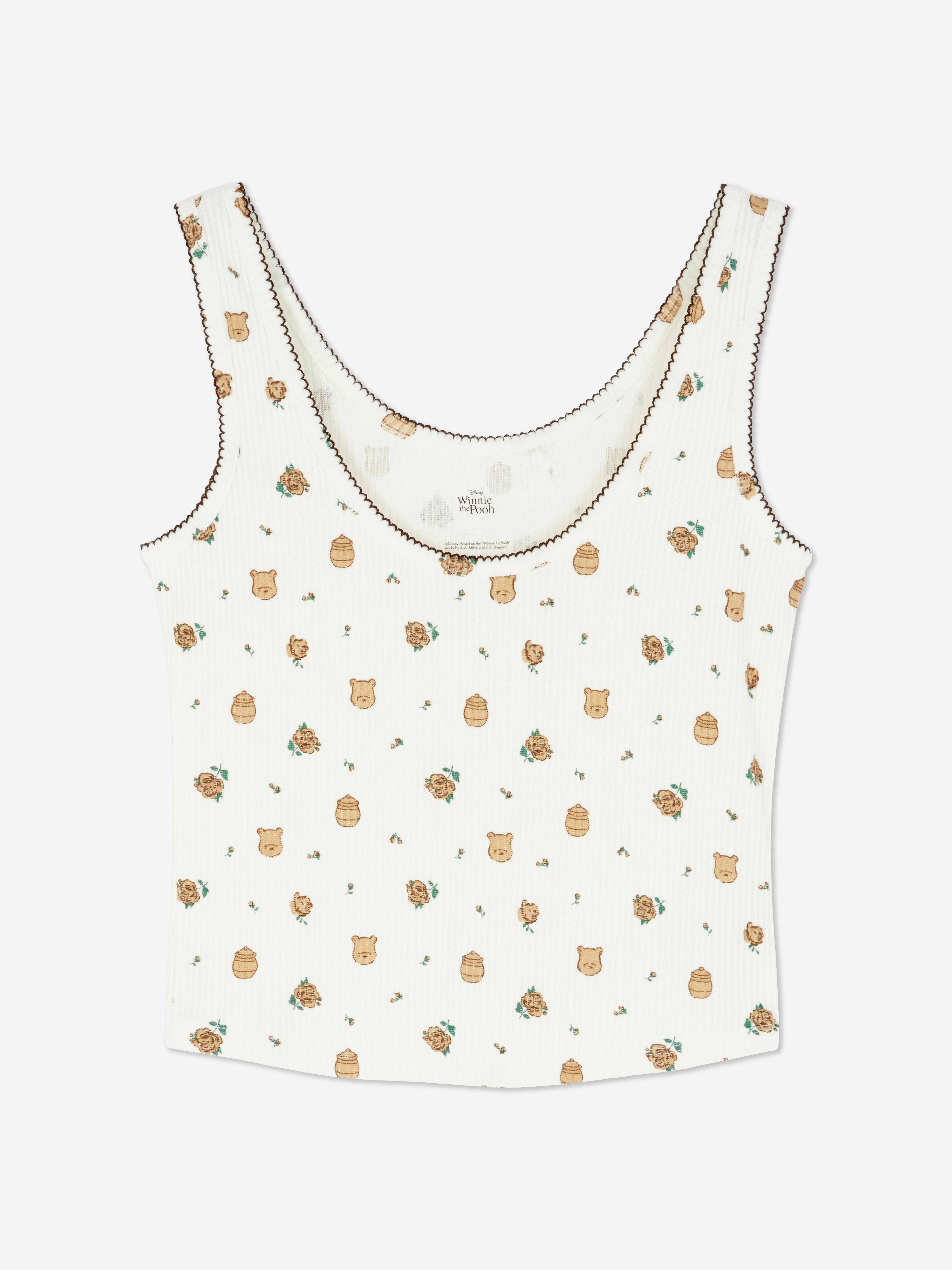 Top de pijama Disney Winnie the Pooh Un top de pijama cu Winnie the Pooh, decolteu în U, finisaj picot și textură cu nervuri
