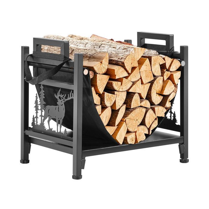 Support à Bois de Chauffage d'Intérieur-VEVOR-Range-Bûches Incurvé-Capacité Charge 18,1 kg-Rangement à Bûches en Acier Thermolaqué