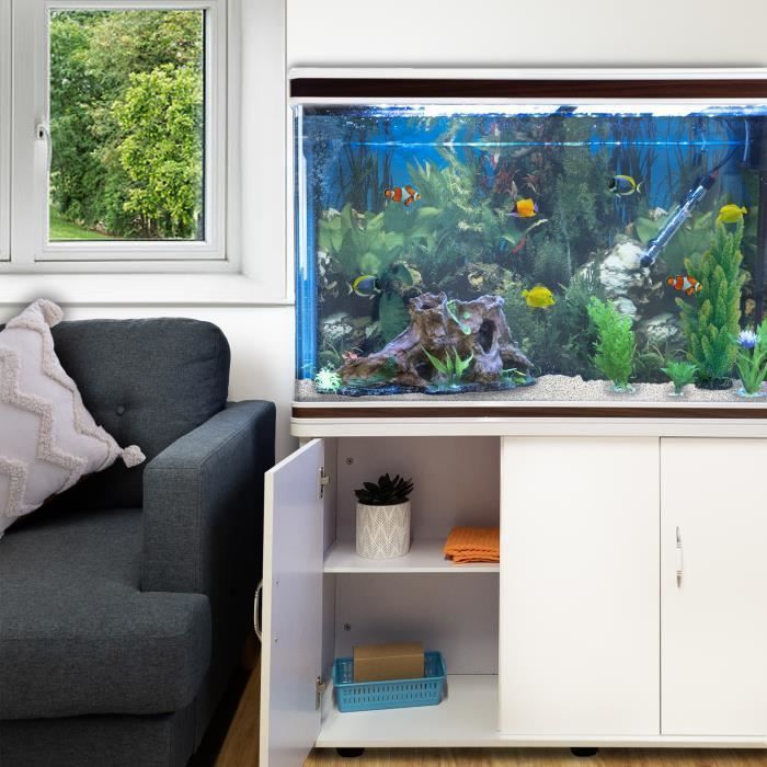 Aquarium - 300 Liters - White Gravel - White Cabinet
