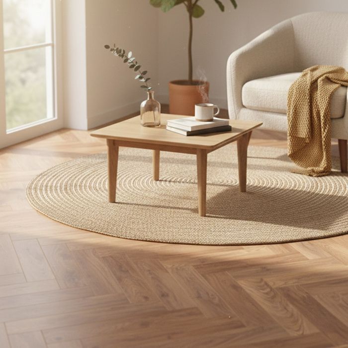 Herringbone pattern laminate flooring – 8 mm – box of 11 planks – 0.87 m² – Herringbone Firebrand Oak K450 – PEFC 70% FORESTEA Dimensions: