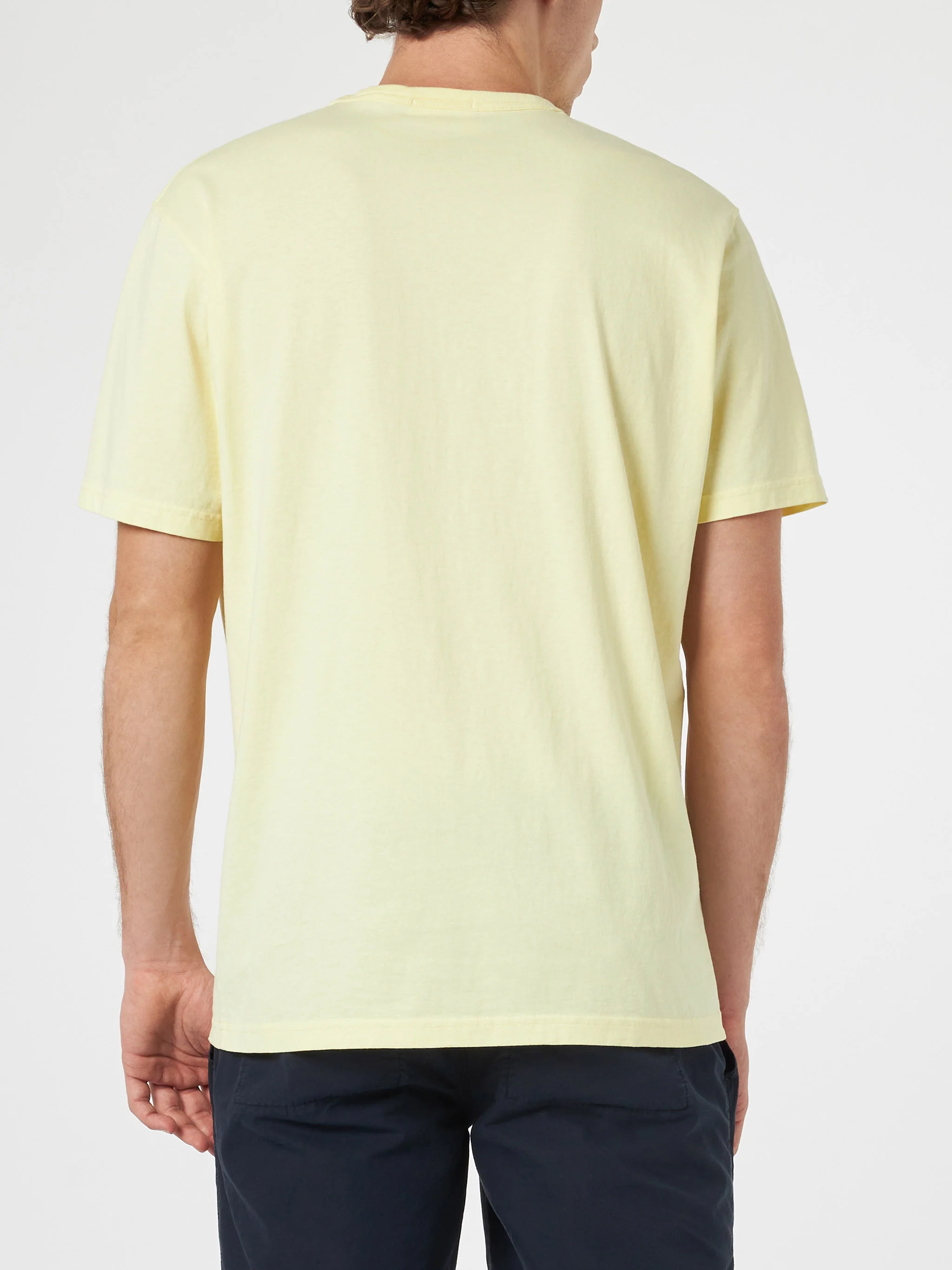 Camiseta de punto de algodón amarillo pálido para hombre de Dover con bordado St.