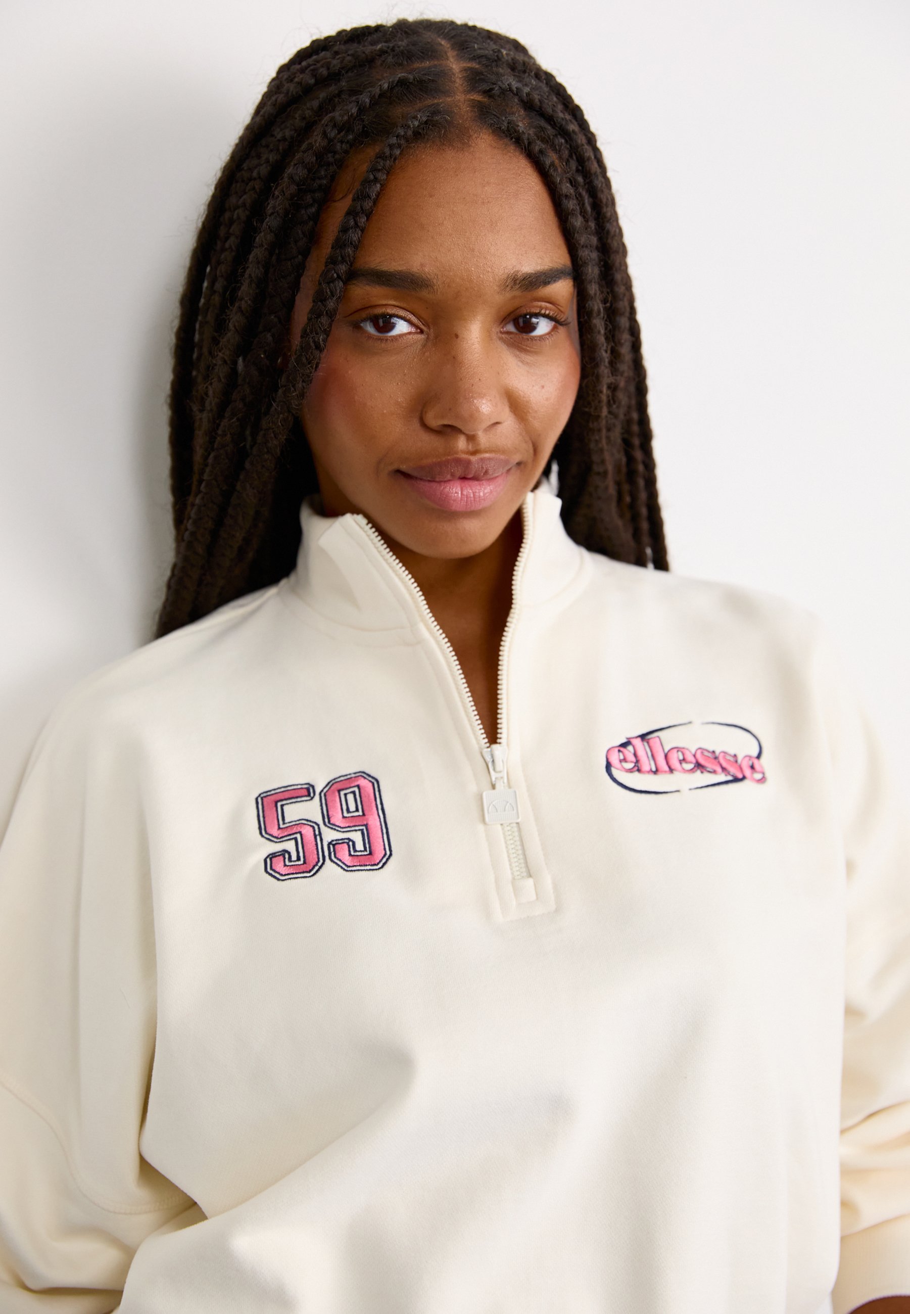 Ellesse CONSTANTA 1/4 ZIP - Sweat-shirt - blanc cassé