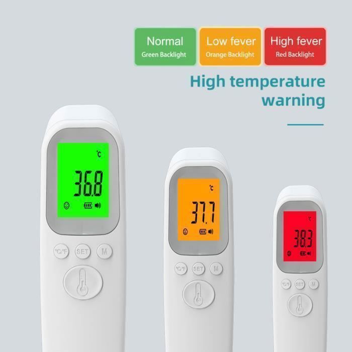 -thermomètre frontal, Mesure Frontale, Lecture Code Couleur, LCD, Alerte Fièvre, Fonction Mémoire Label