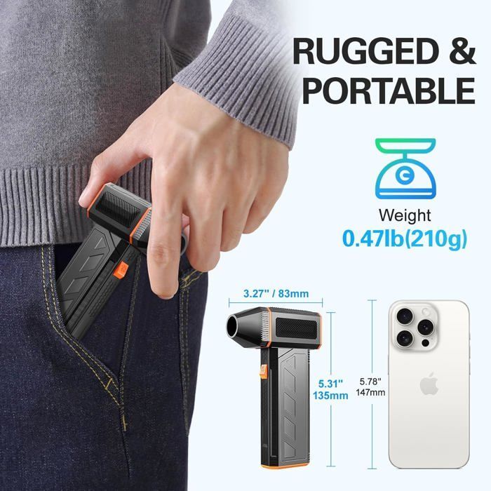 Persluchtblazer - KENETUOS - Superlichtgewicht 210 g - 3 snelheden - 130.000 tpm - 2500 mAh