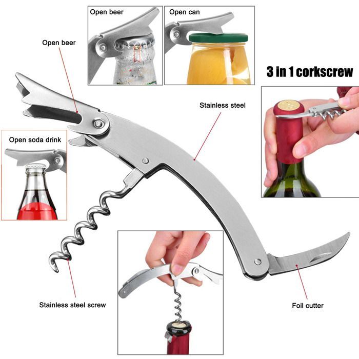 Juego de 5 abridores de botellas de vino para uso doméstico, sacacorchos, herramienta, accesorios para vino, regalo