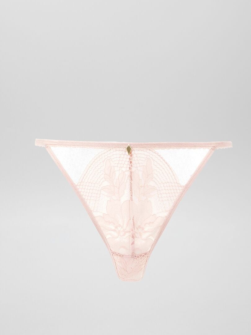 Tanga de renda lisa 'Sans Complexe' - ROSA