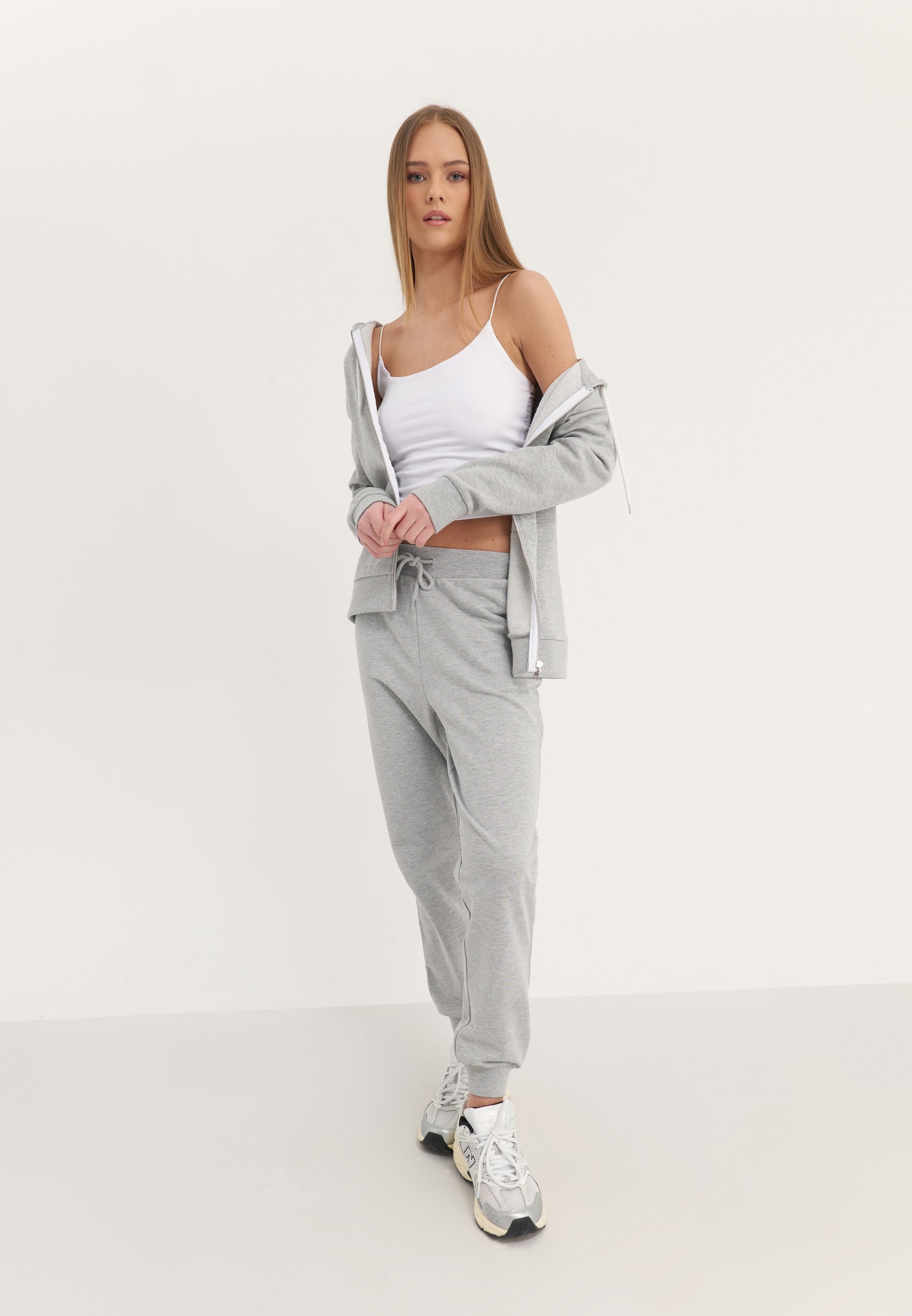 Sweat-shirt zippé Even&Odd - gris clair chiné