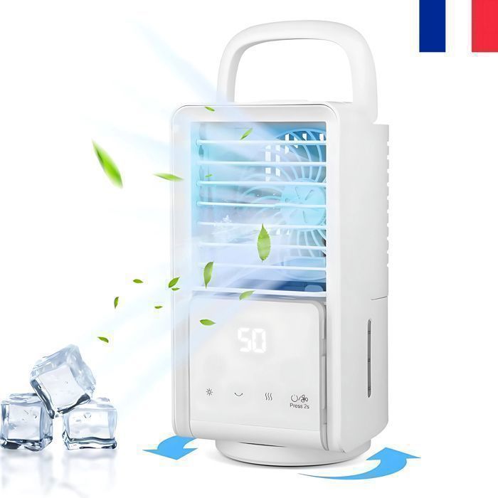 Ventilateur Climatiseur Silencieux Portable Climatiseur Mini Refroidisseur D'air 4 en 1 Écran tactile Climatiseur 3 Vitesses de
