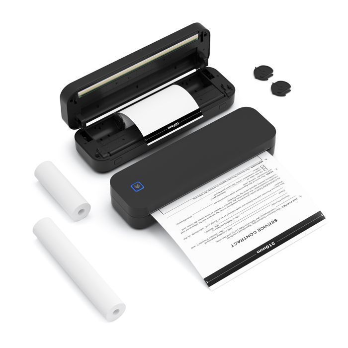 Stampante termica portatile A4 senza inchiostro, Bluetooth, carta termica A4 (210x297 mm), mini scanner da 80 mm e 203 DPI