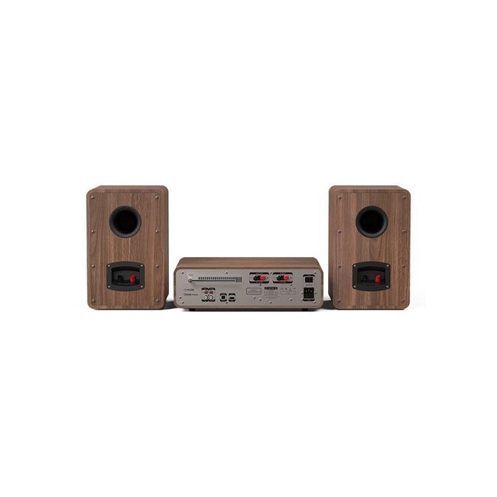 Klassieke stereo-installatie in koffiezwart/walnoot EU/VK DAB, DAB+, FM, internetradio, cd-speler, MP3-audioformaten, Bluetooth 5.2, Wi-Fi, 1x