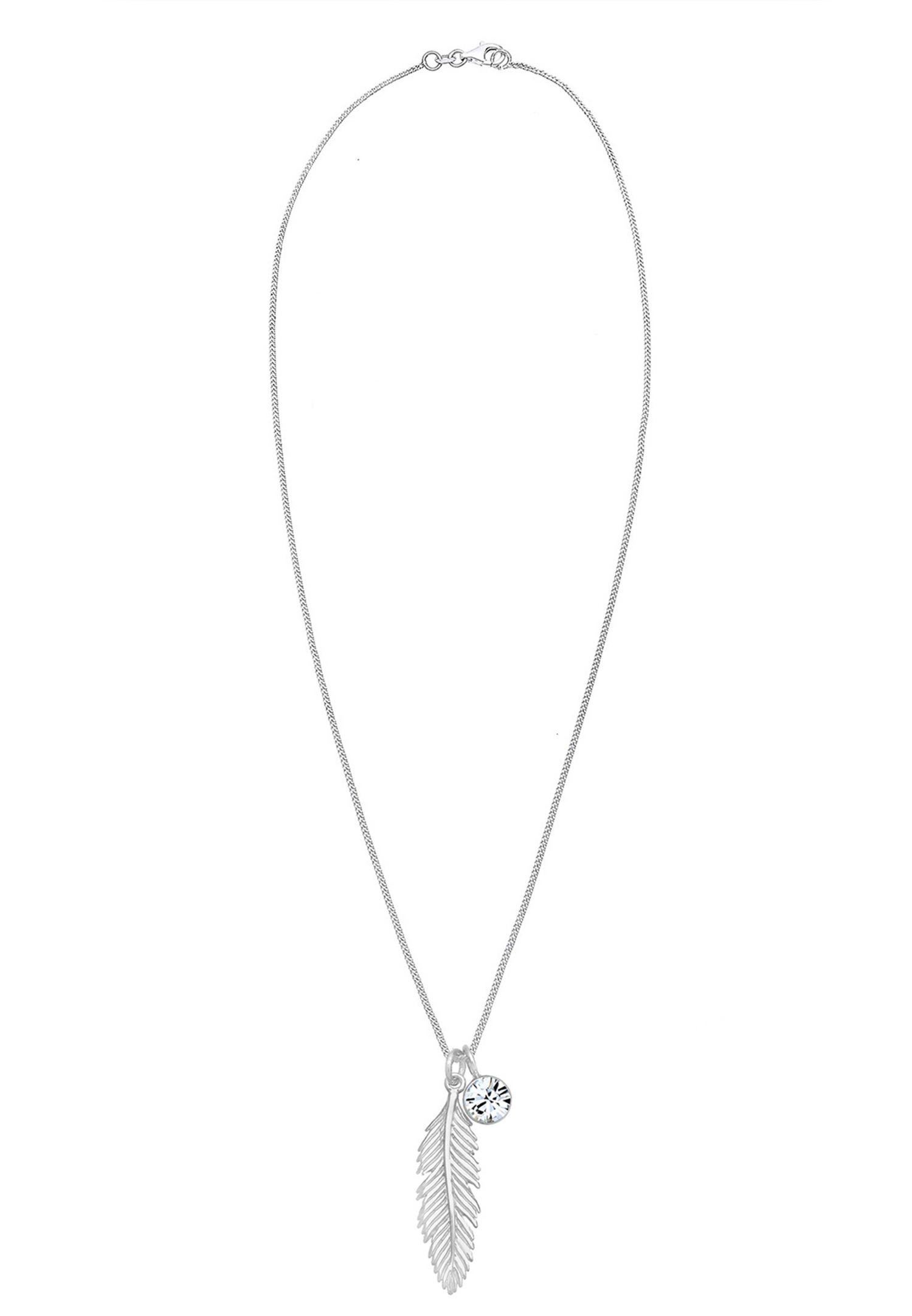 Elli Femmes Pendentif Plume Boho avec Cristal en Argent Sterling 925
