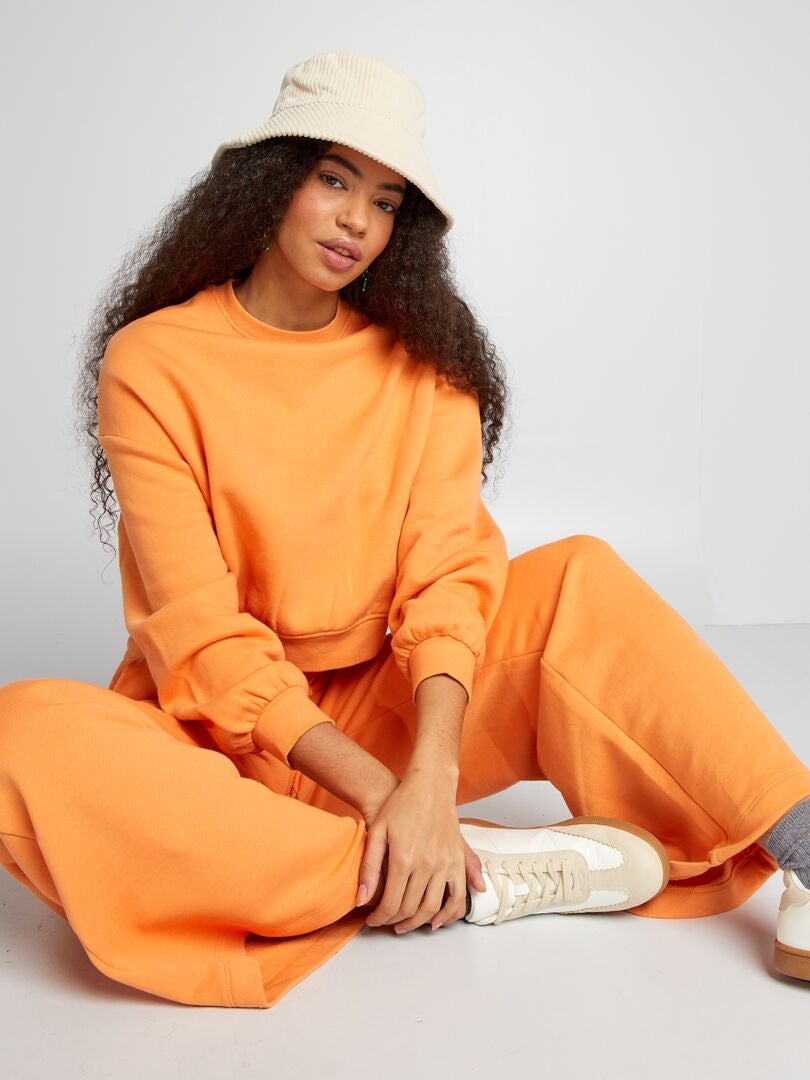 Sweatshirt met ronde hals - ORANJE