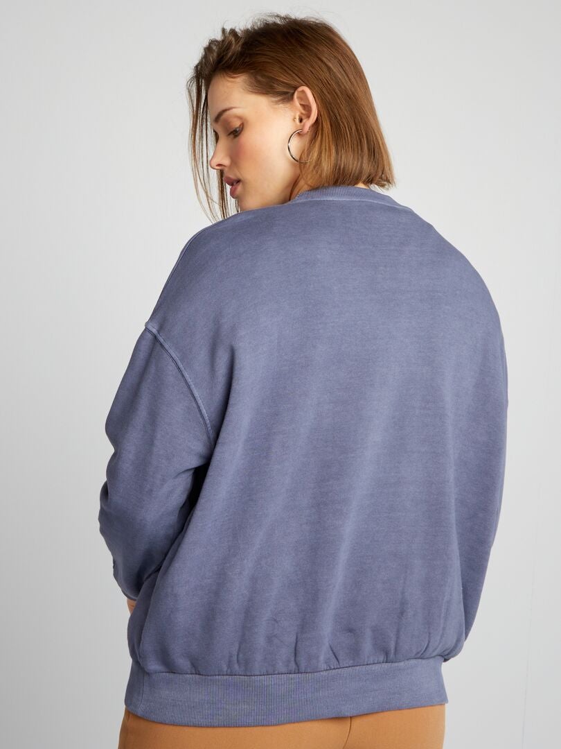 Sweatshirt van vervaagde fleecestof - BLAUW