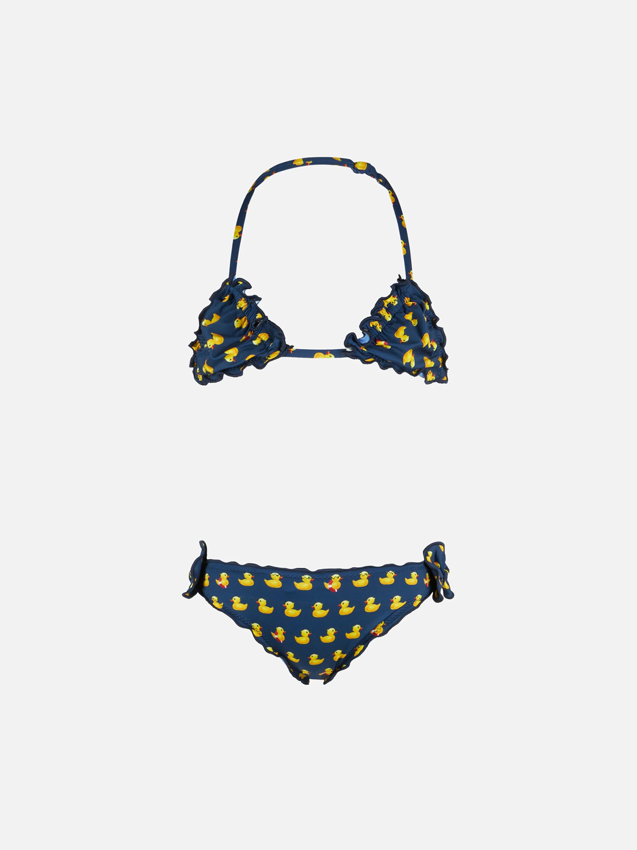 Triangelbikini voor meisjes met eendenprint