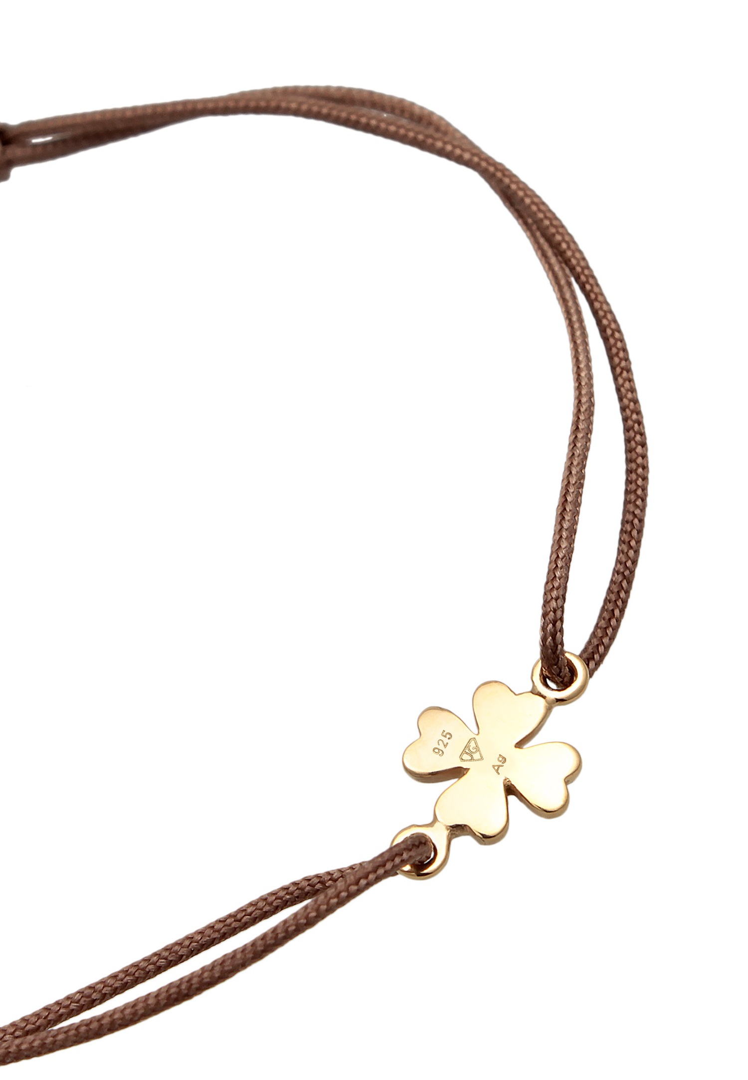 Elli Femmes trèfle pendentif chance avec le nylon en argent sterling 925 plaqué or