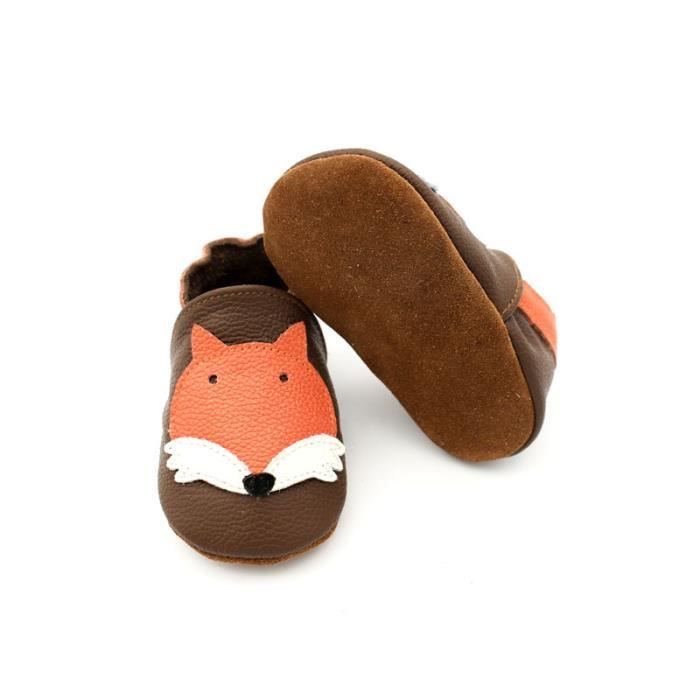Primeros zapatos para bebé niño en suave piel de zorro - INSFITY - Café - ante antideslizante - cómodos