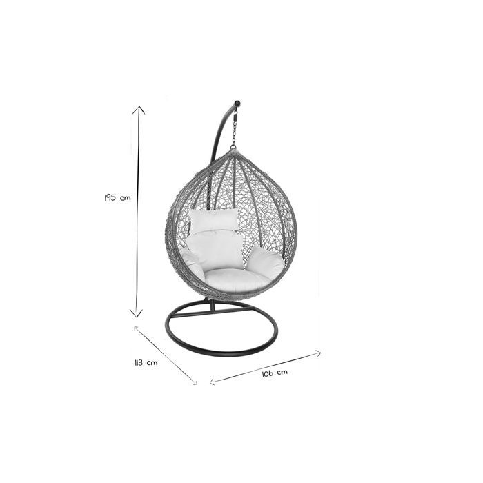 Miliboo - Sedia sospesa MOJO in rattan con base in resina nera e metallo
