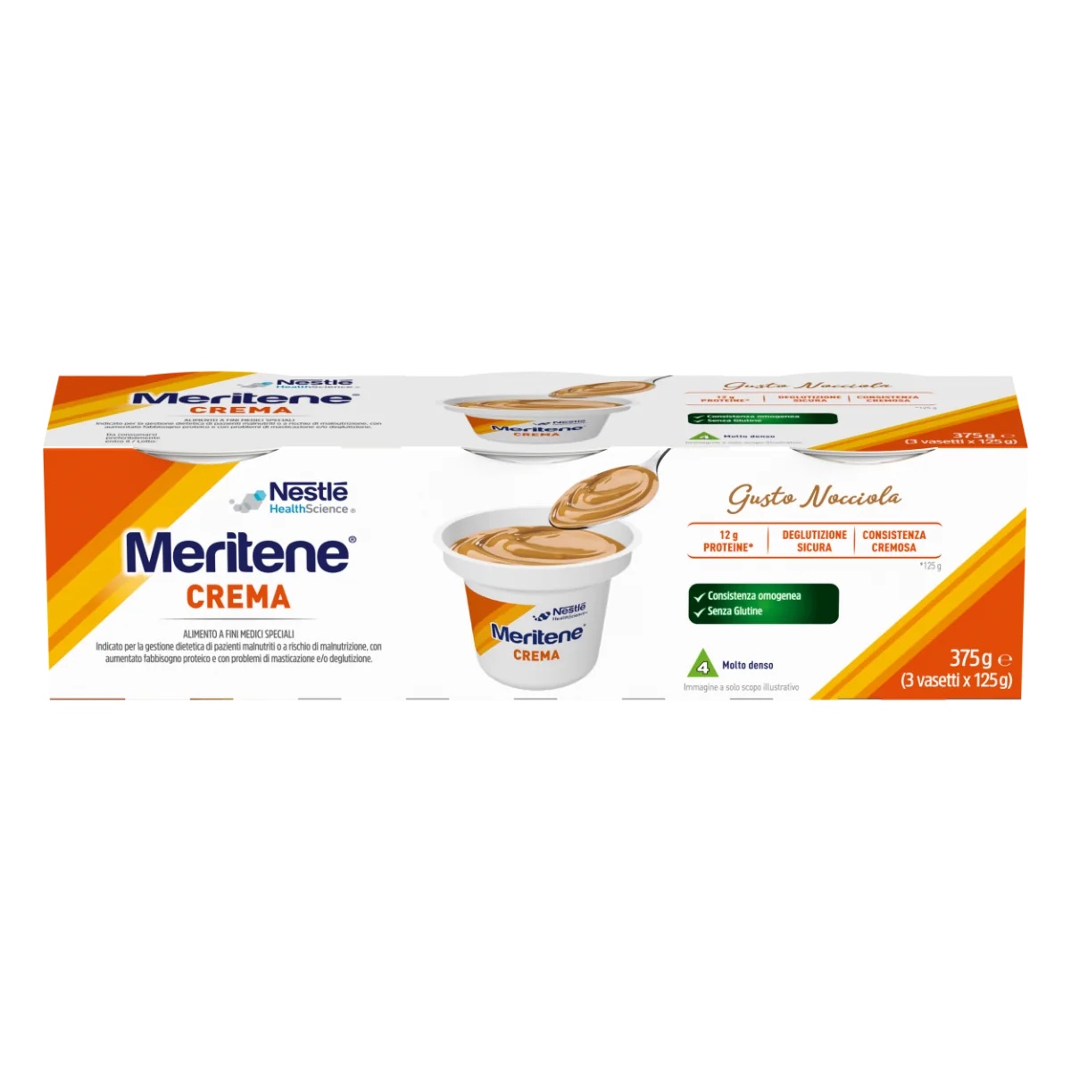 MERITENE Meritene Crema de Avellanas 3x125 g Postre alto en proteínas y calorías